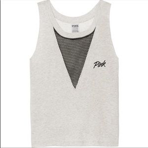 Vs pink grey mesh tank top